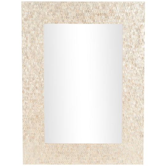 36" x 1" x 48" Cream Mother of Pearl Shell Handmade Mosaic Room Wall Mirror